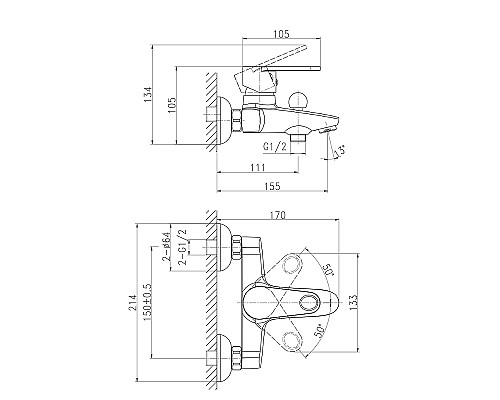 Смеситель для ванны Cersanit Cari 64512 Хром