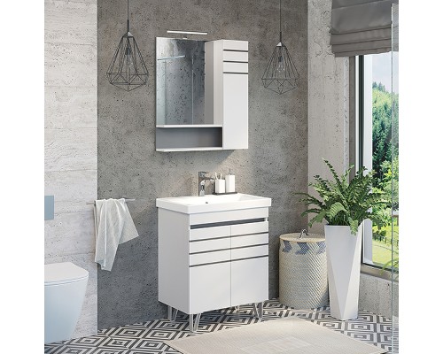 Зеркало со шкафом Comforty Нарва 70 Белое матовое