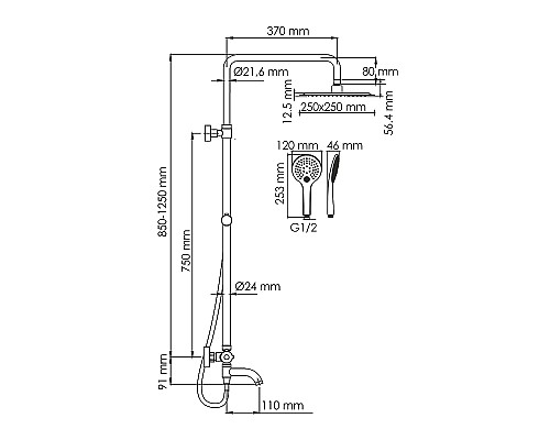Душевая система WasserKRAFT A188.254.155.WM Thermo с термостатом Белая матовая