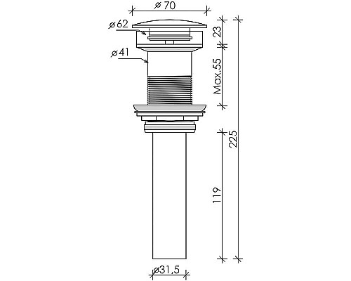 Донный клапан WellWant WWSD2000W click-clack Белый матовый Донный клапан WellWant WWSD2000W click-clack Белый матовый