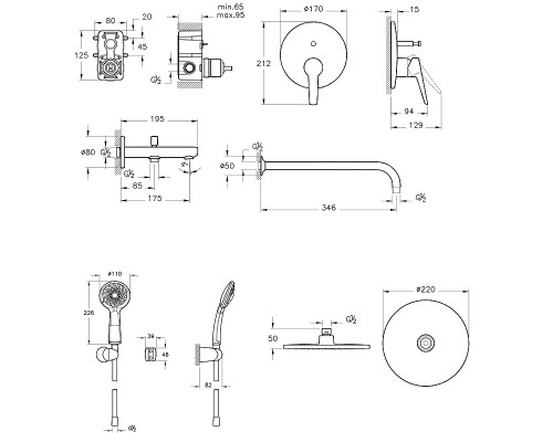 Душевая система Vitra Solid S Хром