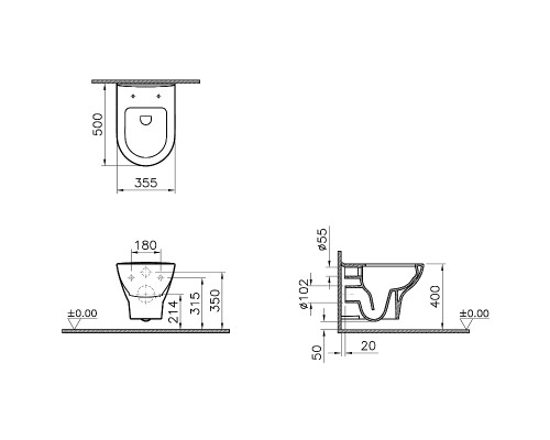 Унитаз Vitra Zentrum 5795B003-6077 подвесной с сиденьем Микролифт