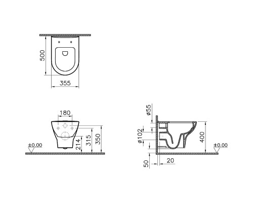 Комплект унитаза с инсталляцией Vitra Zentrum L-box 9012B003-7206 с сиденьем Микролифт и клавишей смыва Хром глянцевый