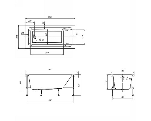 Акриловая ванна Roca Leon 150x70 248659000 без гидромассажа
