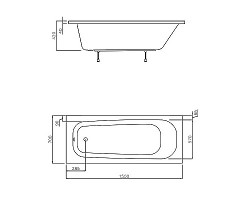 Акриловая ванна Ravak Septima 150x70 C630S00000 без гидромассажа
