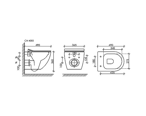 Комплект унитаза с инсталляцией Ceramicanova Metropol CN4002_1001B_1000 с сиденьем Микролифт и Черной матовой клавишей смыва