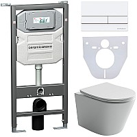 Комплект унитаза с инсталляцией Ceramicanova Balearica CN6000_1002W_1000 с сиденьем Микролифт и Белой клавишей смыва