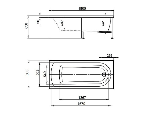 Акриловая ванна Timo Mika 180x80 MIKA1880 без гидромассажа