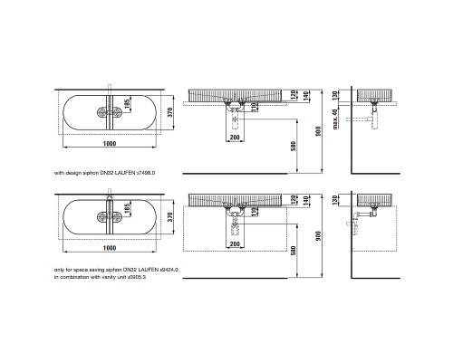 Раковина-чаша Laufen Sonar 100 8.1234.9.000.112.1 Белая