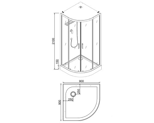 Душевая кабина Esbano ESE-90CR 90x90 ESKE90CR без гидромассажа
