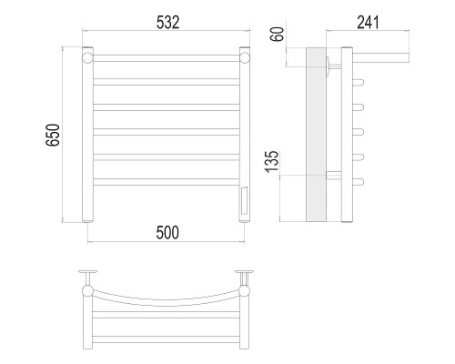 Электрический полотенцесушитель Terminus Классик с/п П6 500х650 4670078531391 с полкой Хром