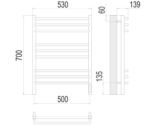 Электрический полотенцесушитель Terminus Соренто П9 500х700 4670078531490 Хром