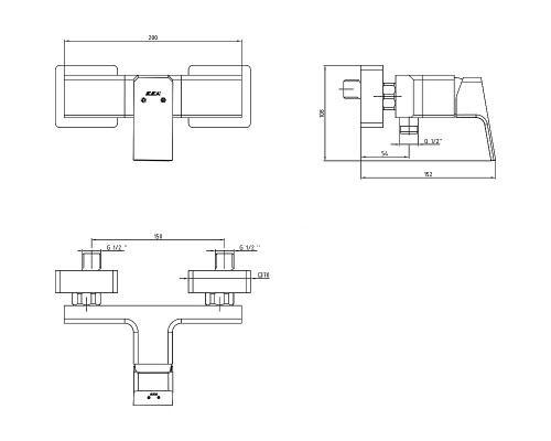Смеситель для душа E.C.A. Tiera 102154024C1EX Черный матовый