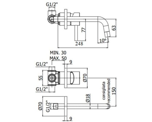 Смеситель для раковины Paffoni Light LIG007HG70 Золото медовое