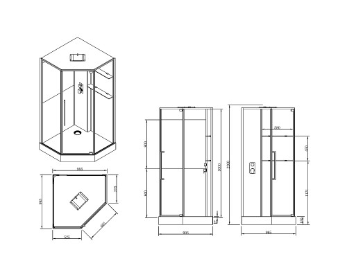 Душевая кабина Black&White Galaxy G8895 100х100 889500 с паром без гидромассажа