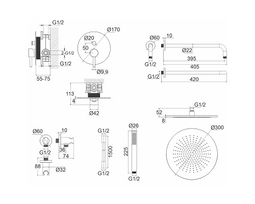 Душевая система Whitecross Y chrome YSET04CR Хром