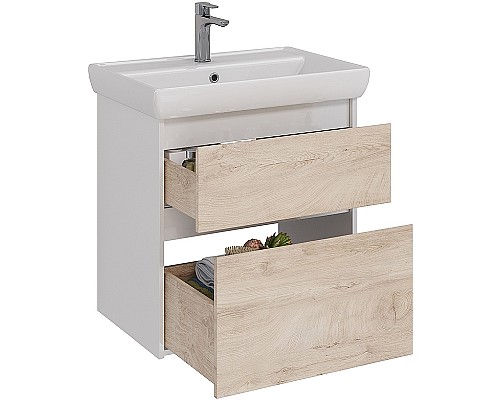 Тумба под раковину Lemark Combi 70 LM03C70T-dub подвесная Дуб кантри Белый глянец