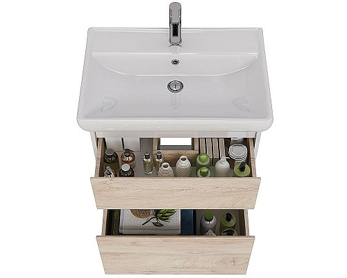 Тумба под раковину Lemark Combi 70 LM03C70T-dub подвесная Дуб кантри Белый глянец