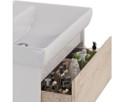 Тумба под раковину Lemark Combi 70 LM03C70T-dub подвесная Дуб кантри Белый глянец