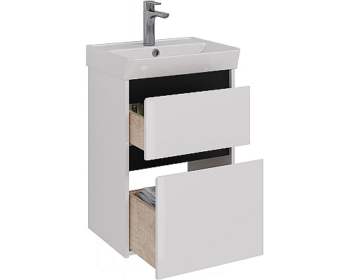 Тумба под раковину Lemark Combi 50 LM03C50T-black подвесная Белый глянец