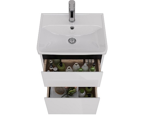 Тумба под раковину Lemark Combi 50 LM03C50T-black подвесная Белый глянец