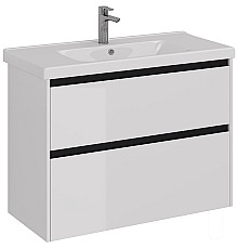 Тумба под раковину Lemark Combi 100 LM03C100T-black подвесная Белый глянец