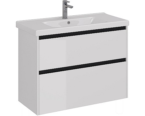 Тумба под раковину Lemark Combi 100 LM03C100T-black подвесная Белый глянец