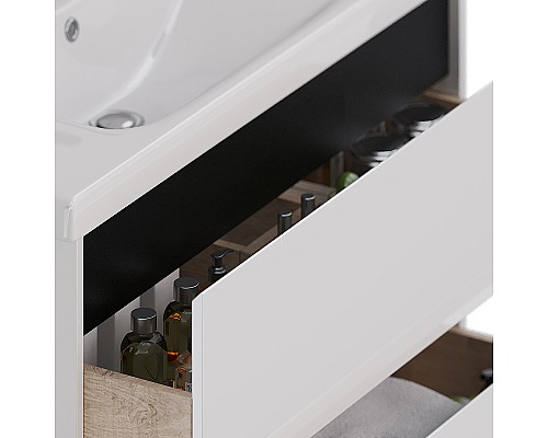 Тумба под раковину Lemark Combi 100 LM03C100T-black подвесная Белый глянец