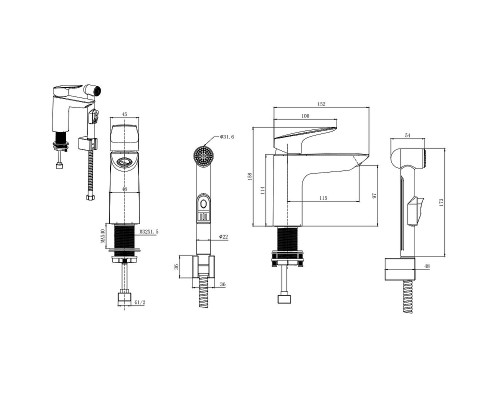 Смеситель для раковины Aquatek Вега AQ1012CR с гигиеническим душем Хром