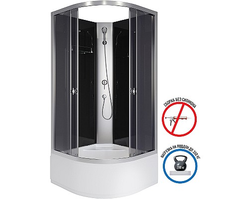 Душевая кабина Niagara Eco 80x80 E80/40/TN/BK без гидромассажа