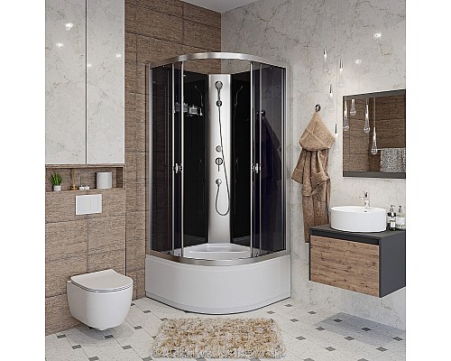 Душевая кабина Niagara Eco 80x80 E80/40/TN/BK без гидромассажа