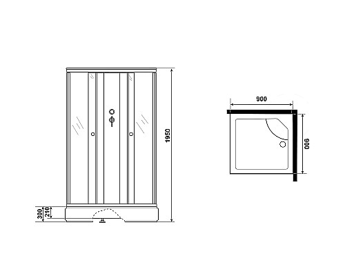 Душевая кабина Niagara Eco 90x90 E90/26Q/TN/BK без гидромассажа