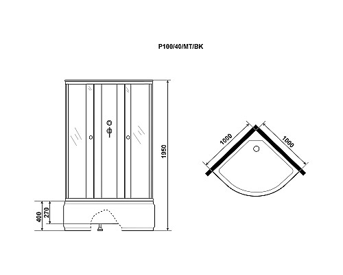 Душевая кабина Niagara Promo 80x80 P80/40/MT/BK без гидромассажа