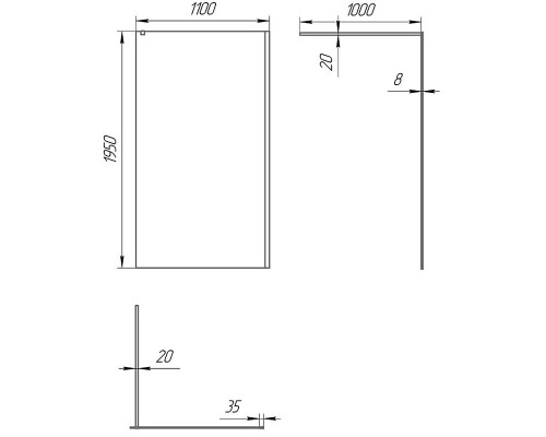 Душевая перегородка Paini 110 PAINI-WalkIN110C профиль Черный матовый стекло прозрачное