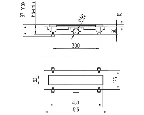 Душевой лоток Paini Line 450 CH450LN с решеткой Хром глянец