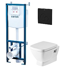 Комплект унитаза с инсталляцией Santek Нео 1WH501776 с сиденьем Микролифт и Черной матовой клавишей смыва