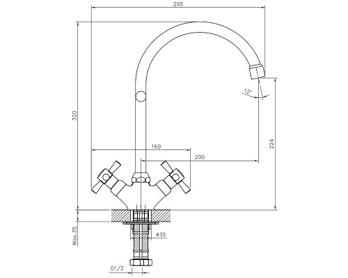 Смеситель для кухни Decoroom DR51028-Blue Хром Синий
