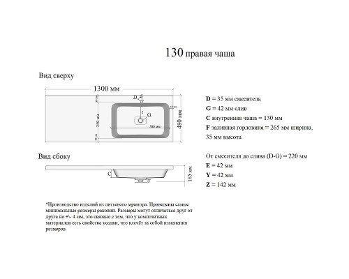 Раковина Orange 130 R на стиральную машину Белая