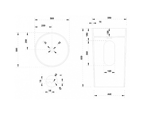Раковина Abber Stein 50 AS2501-H Белая матовая