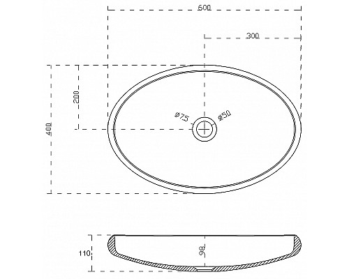 Раковина-чаша Abber Stein 60 AS2614 Белая матовая