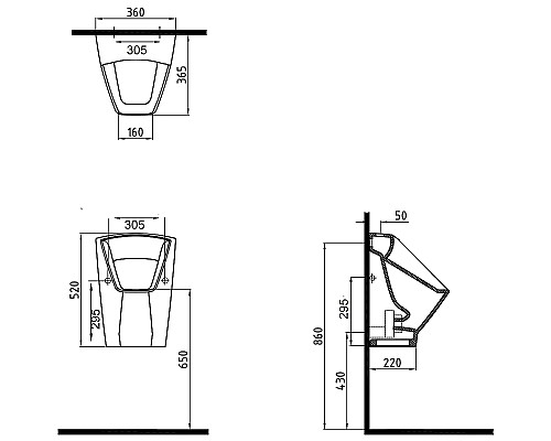 Писсуар Bien Neptun NPPS05201VSUW5000 подвесной с внешним подводом воды