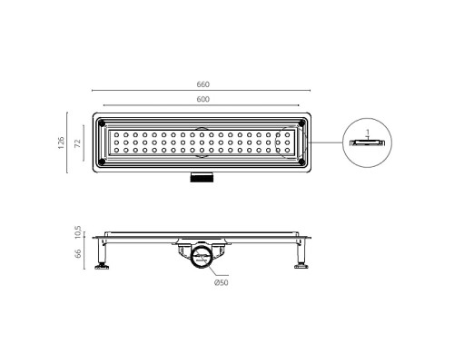 Душевой лоток Ctesi Flow Round 60 BK4024730 с решеткой Хром