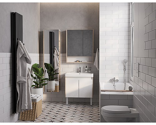 Тумба под раковину Aquaton Сканди Doors 70 1A278901SDB20 Белый глянец Дуб верона