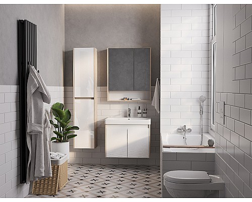 Тумба под раковину Aquaton Сканди Doors 70 1A278901SDB20 Белый глянец Дуб верона