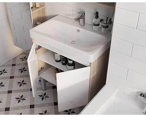 Тумба под раковину Aquaton Сканди Doors 70 1A278901SDB20 Белый глянец Дуб верона