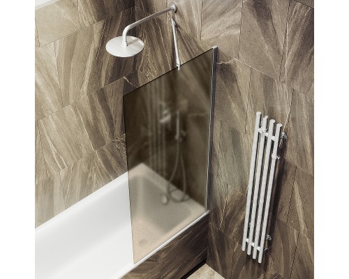 Шторка на ванну Maybah Glass MGV-249-5ш 300x1400 в широком профиле Хром матовый стекло бронзовое матовое