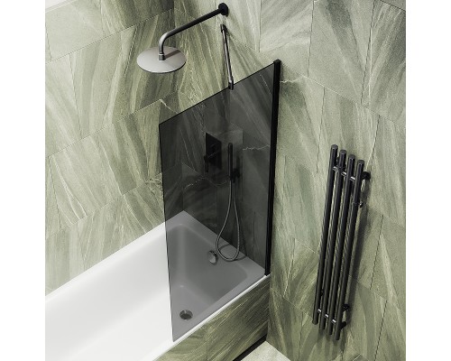 Шторка на ванну Maybah Glass MGV-78-6ш 400x1400 в широком профиле Черный стекло графитовое