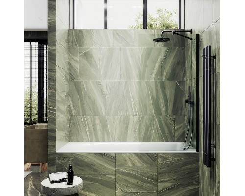 Шторка на ванну Maybah Glass MGV-61-6ш 500x1400 в широком профиле Черный стекло прозрачное