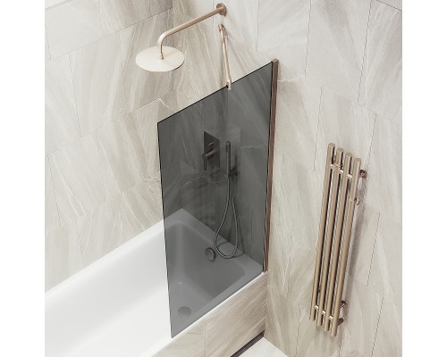 Шторка на ванну Maybah Glass MGV-79-2ш 500x1400 в широком профиле Бронза стекло графитовое