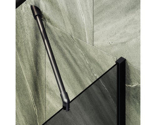 Шторка на ванну Maybah Glass MGV-81-6ш 700x1400 в широком профиле Черный стекло графитовое